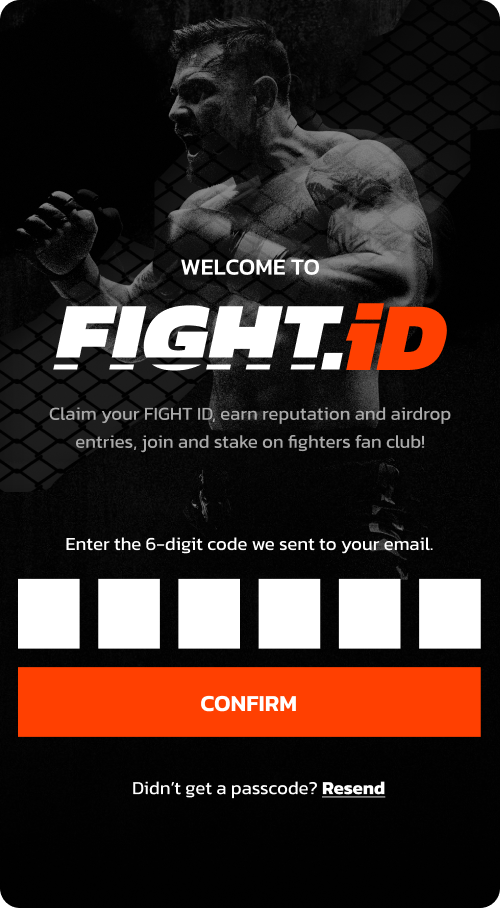 Fight.ID email verification passcode screen